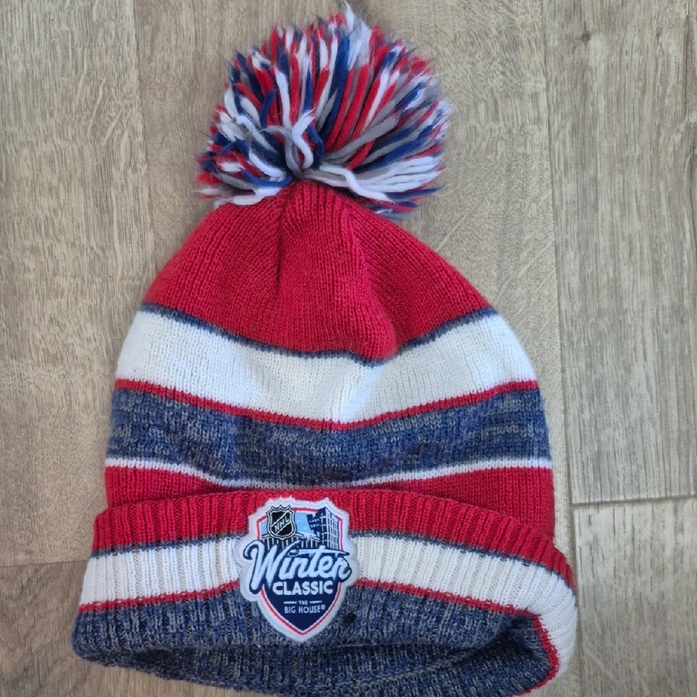 NHL Red and Blue Pom-Pom Knit Hat